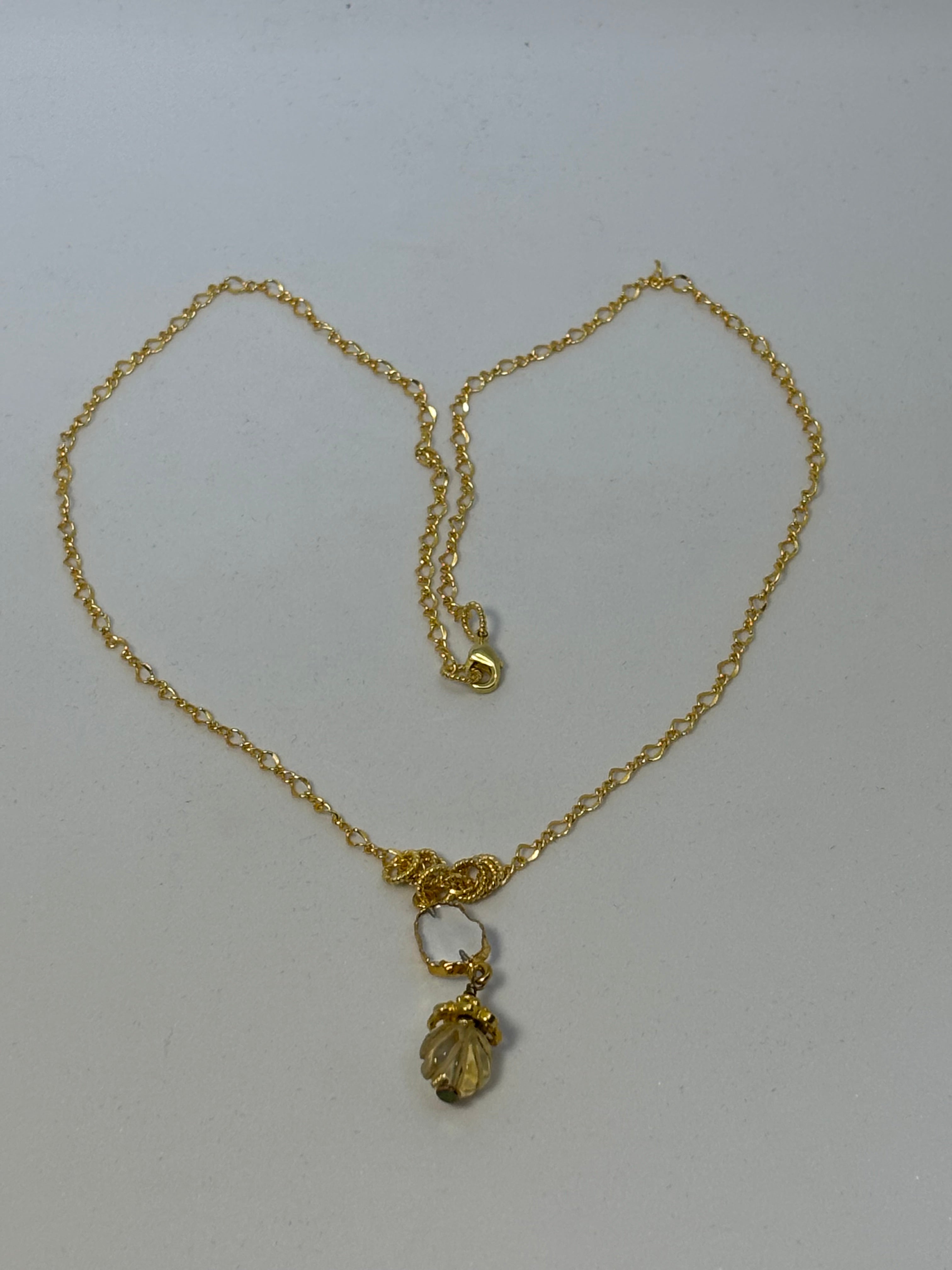 Citrine, Crystal Quartz with Gold necklace