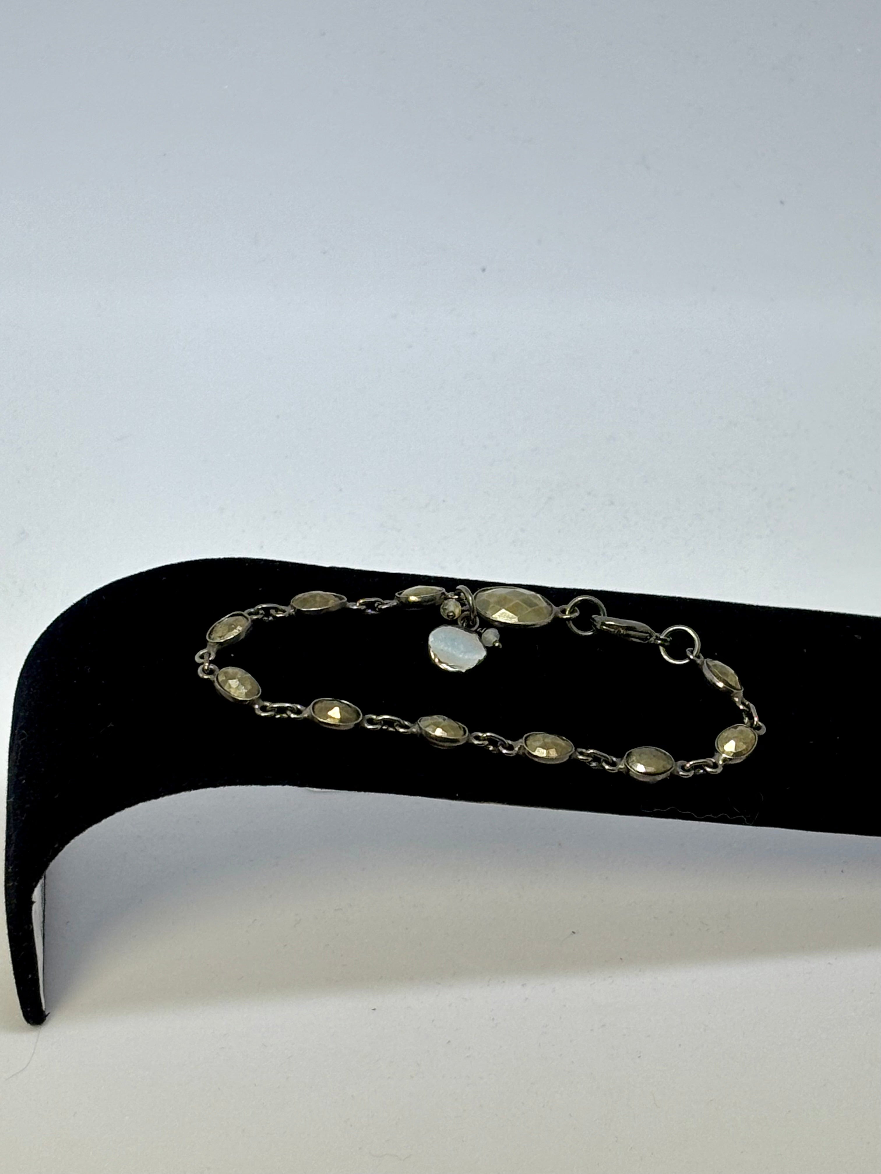Pyrite and Black Gold with Drusy Agate bracelet