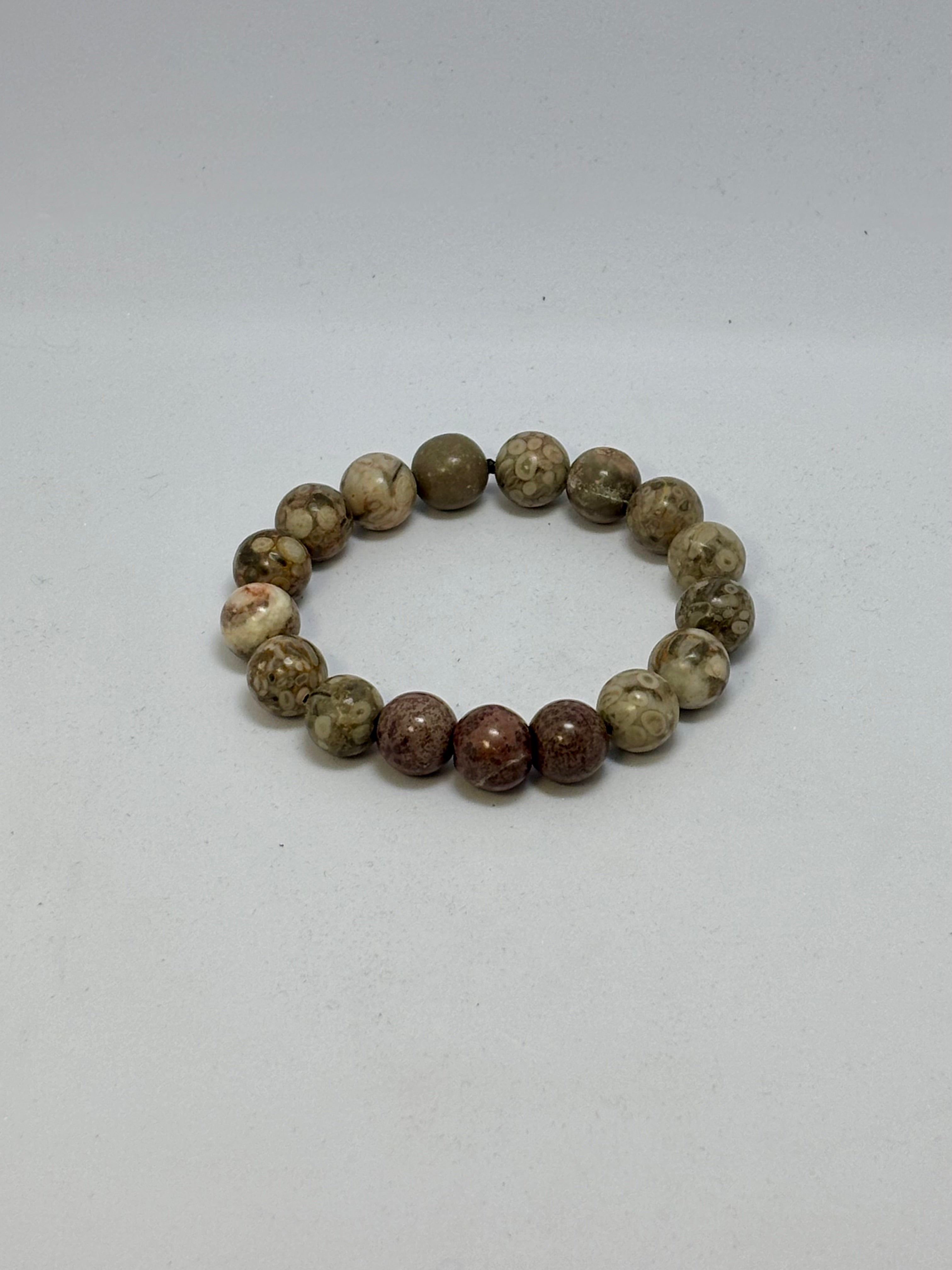 Red Jasper and Fossilized Maifanite bracelet