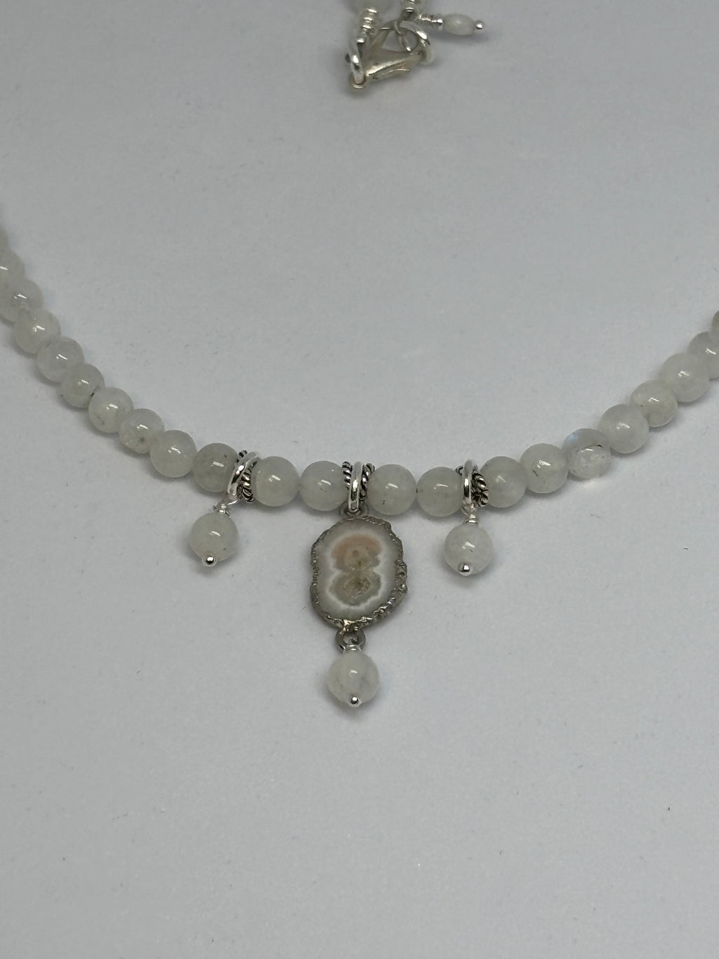 Rainbow Moonstone, Solar Quartz with Sterling Silver Necklace