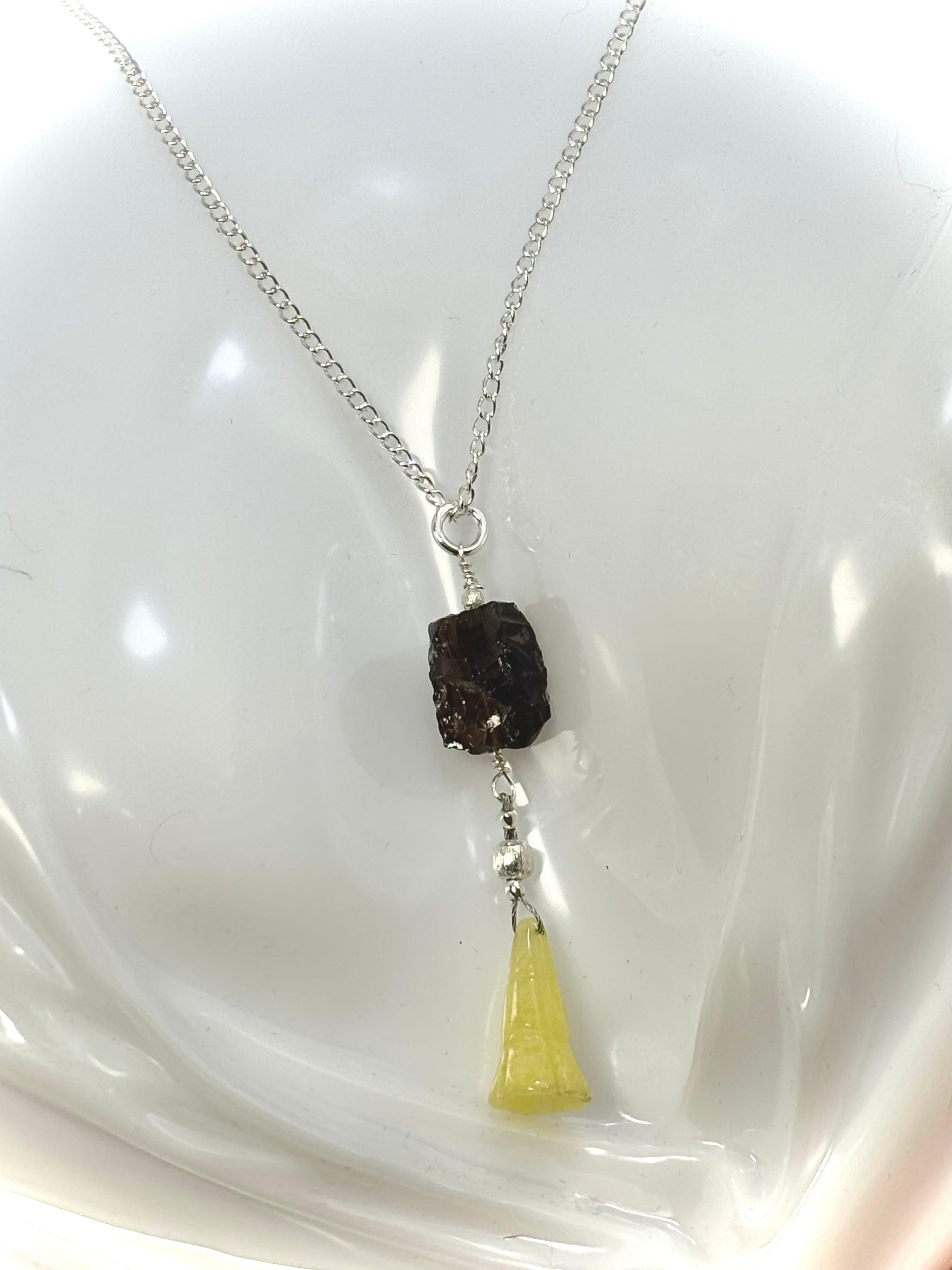 Yellow Aventurine/Smoky Quartz Sterling Silver set