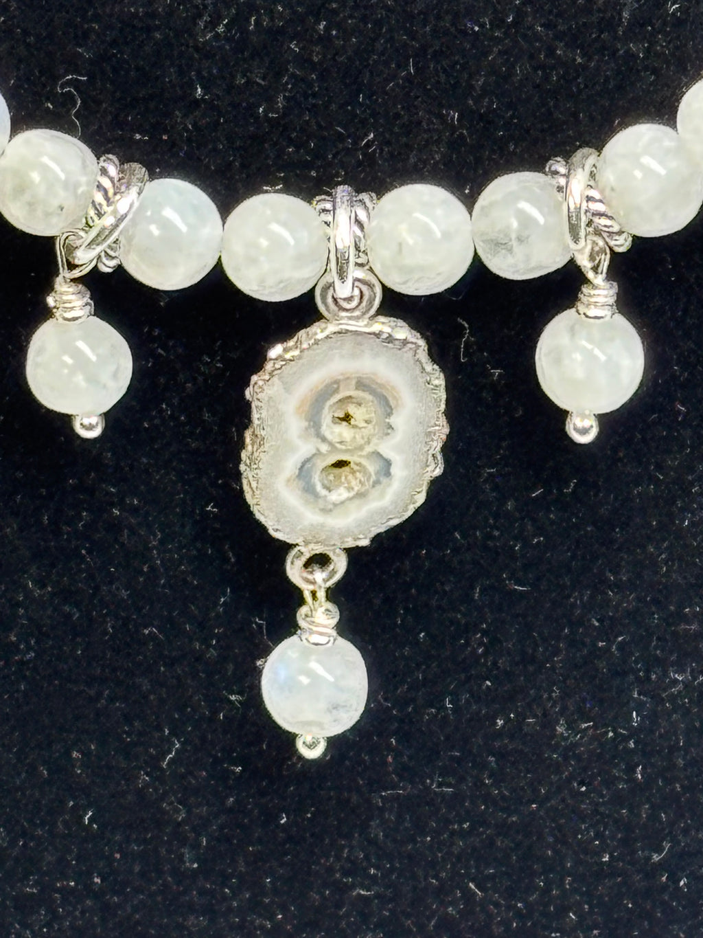 Rainbow Moonstone, Solar Quartz with Sterling Silver Necklace