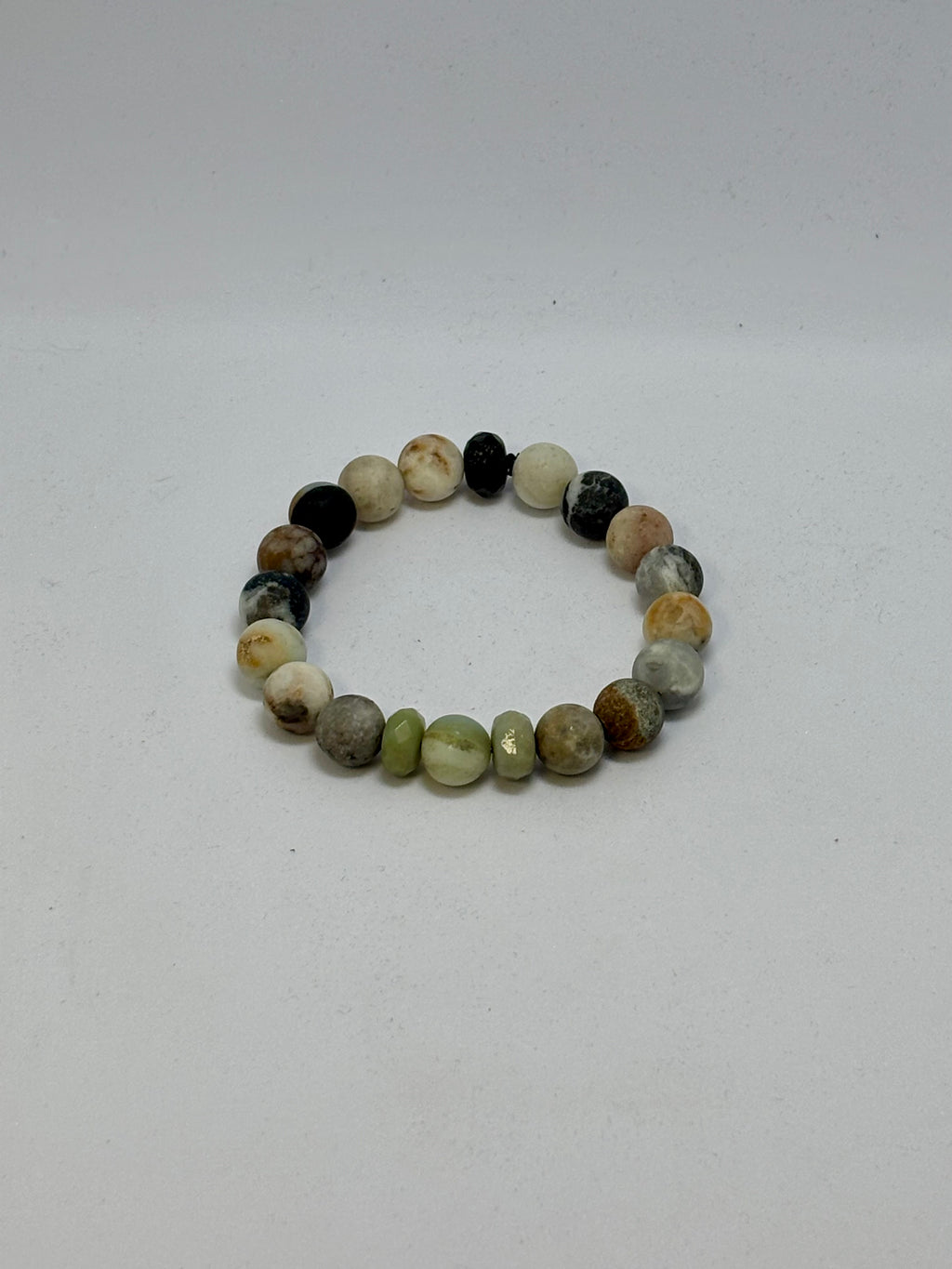 Beige Black Green Amazonite bracelet