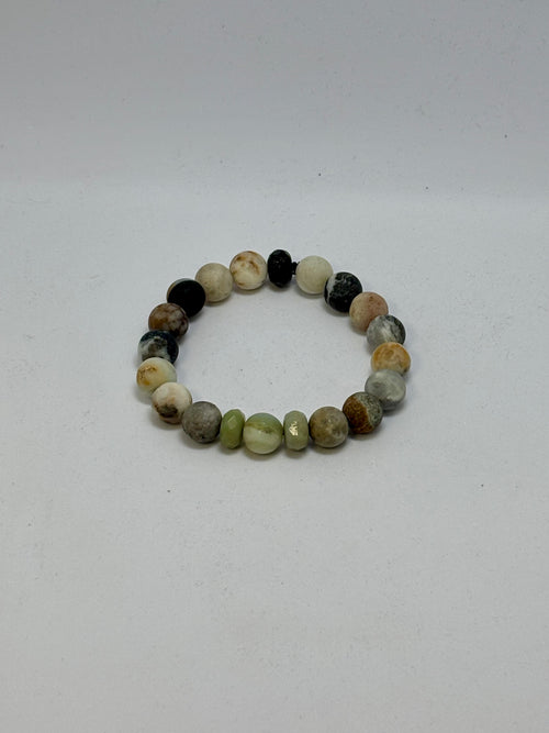 Beige Black Green Amazonite bracelet