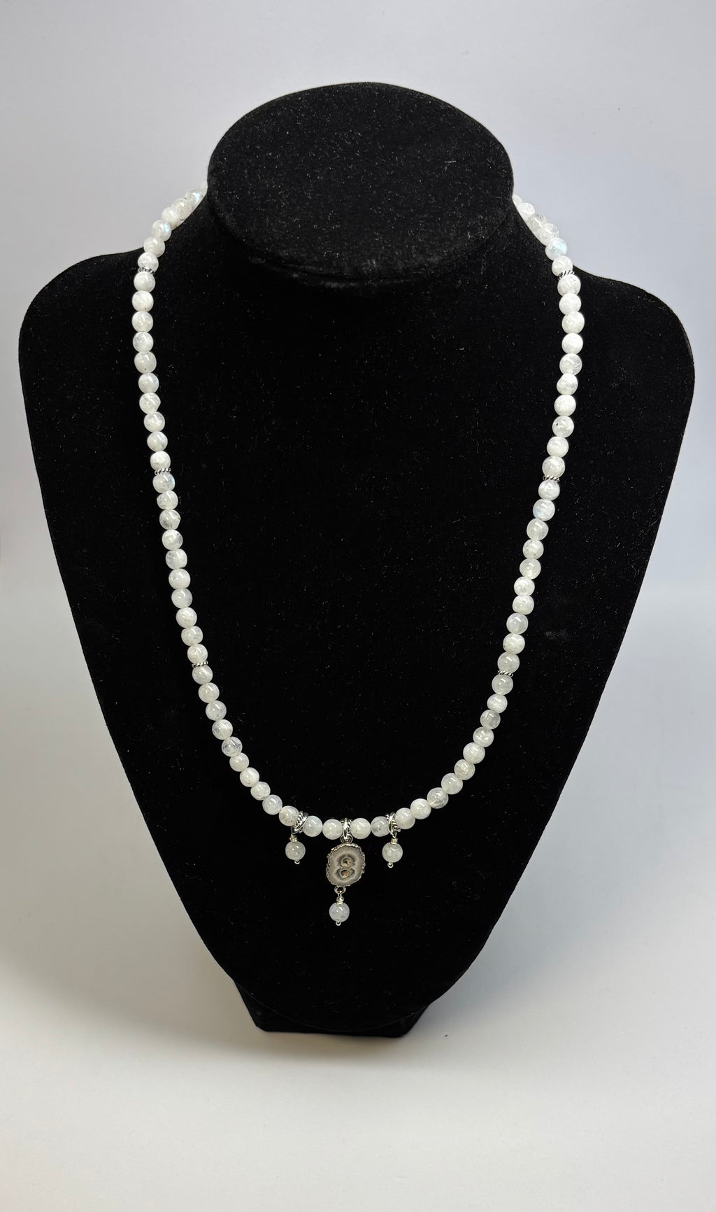 Rainbow Moonstone, Solar Quartz with Sterling Silver Necklace