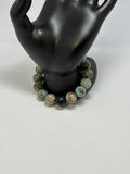 African Turquoise Fossilized Maifanite and Black Onyx bracelet