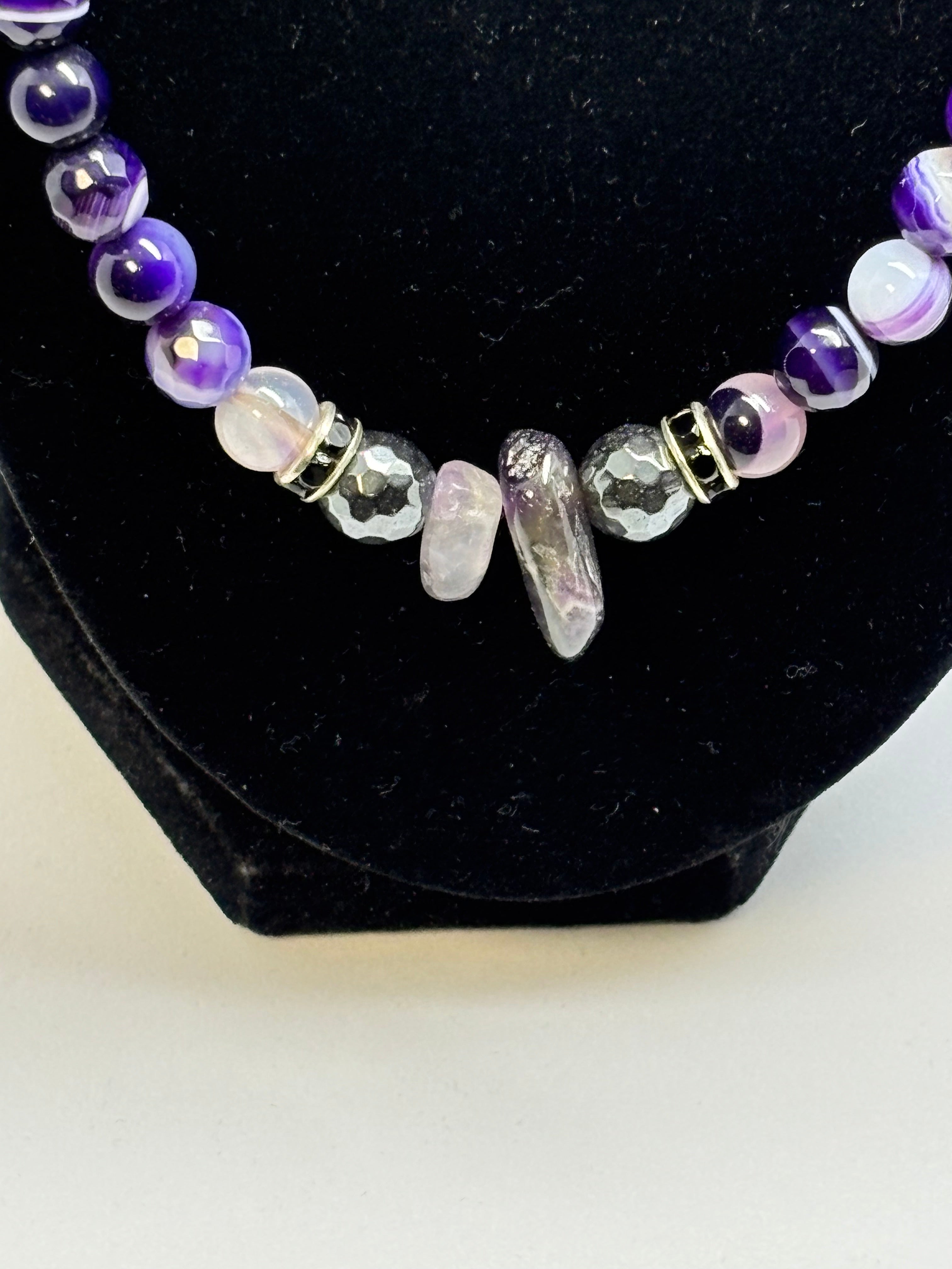 Purple Agate, Amethyst and Hematite on Sterling Silver Set