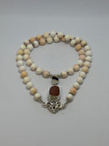 Peach Moonstone, Shell and Tourmaline with Sterling Silver necklace