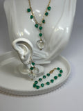Green Onyx and Glass Hearts Gold Set