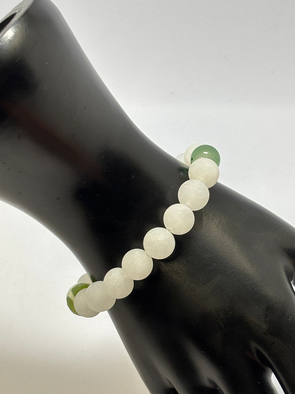 Green Agate, Crystal Quartz and Prehnite bracelet