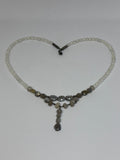 Rainbow Moonstone, Labradorite, Chalcedony with Black Gold necklace