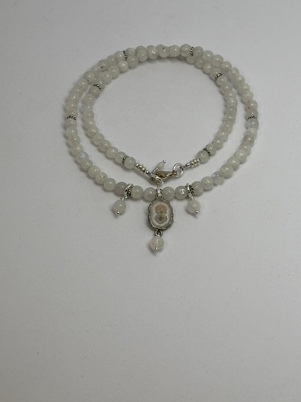 Rainbow Moonstone, Solar Quartz with Sterling Silver Necklace
