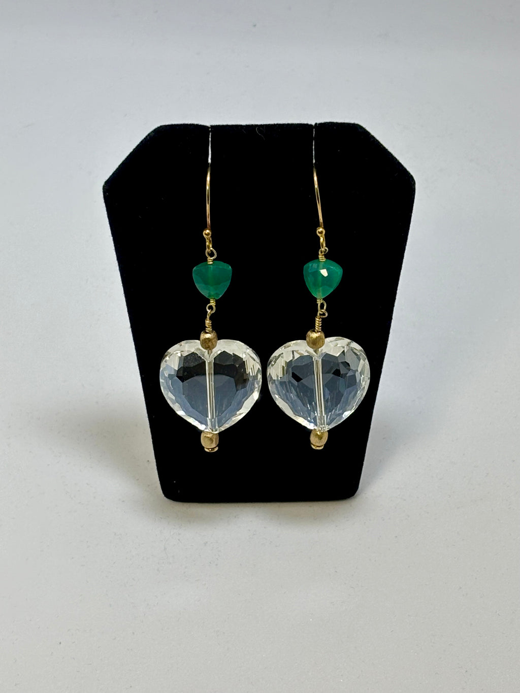 Green Onyx and Glass Hearts Gold Set