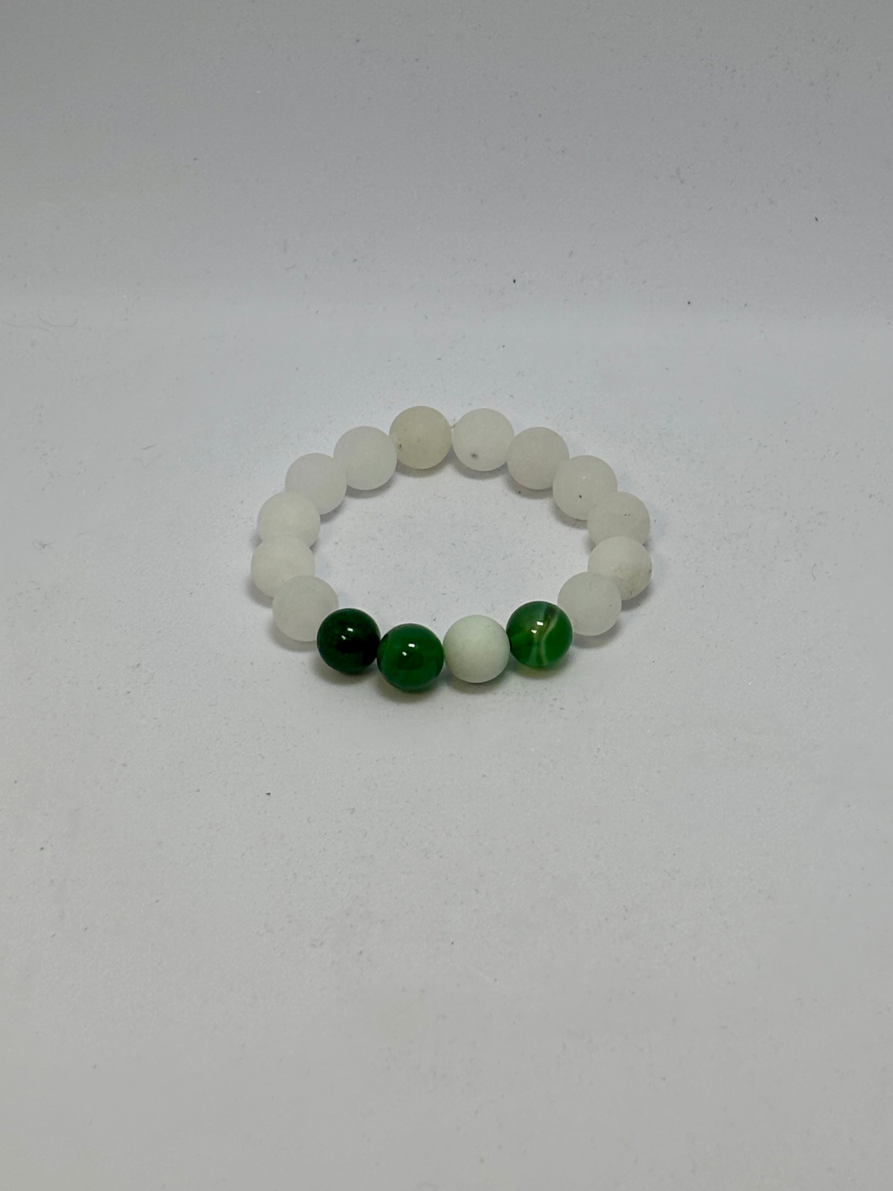 Green Agate, Amazonite and Crystal Quartz bracelet