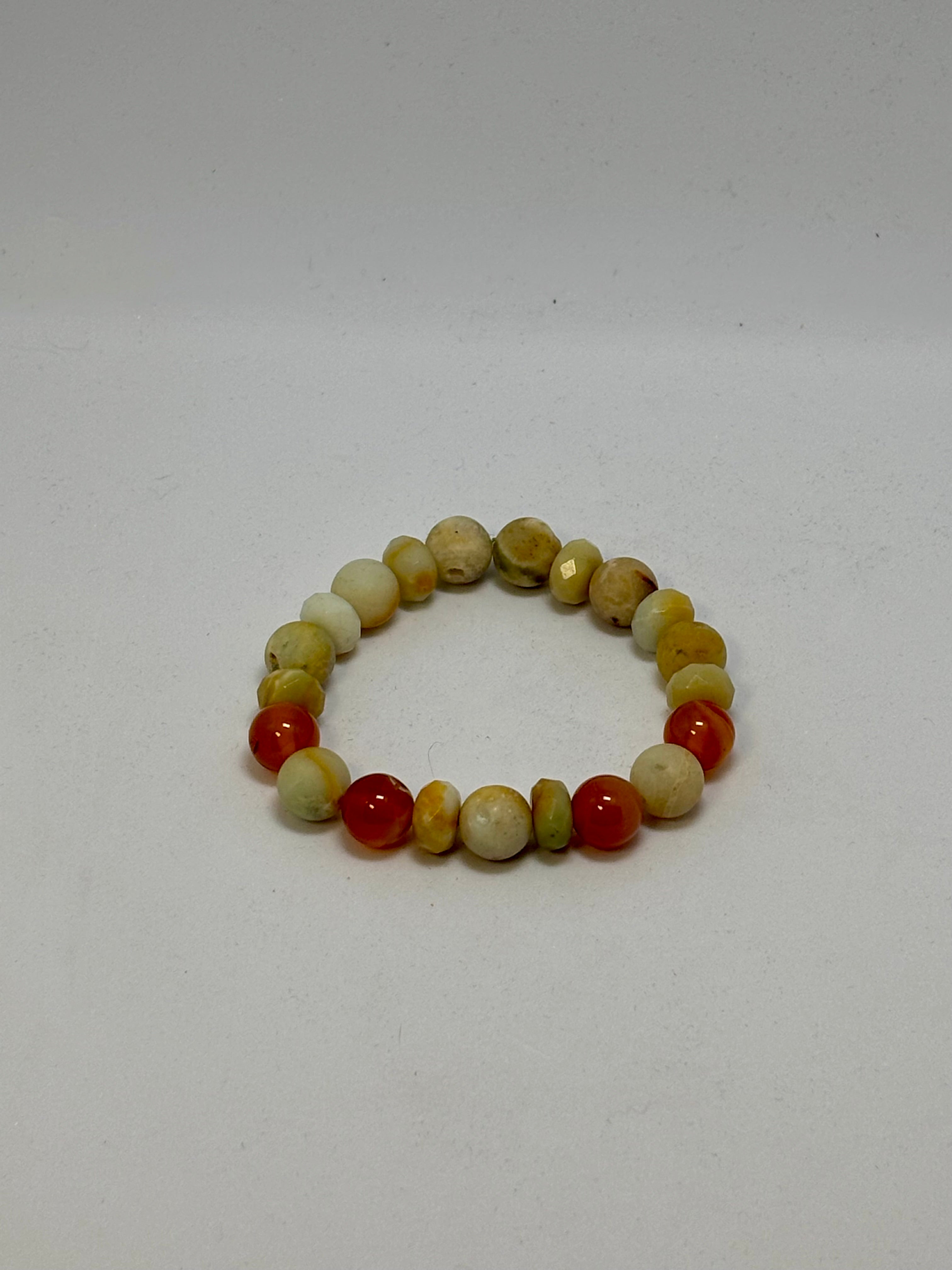 Green Amazonite and Orange Agate bracelet