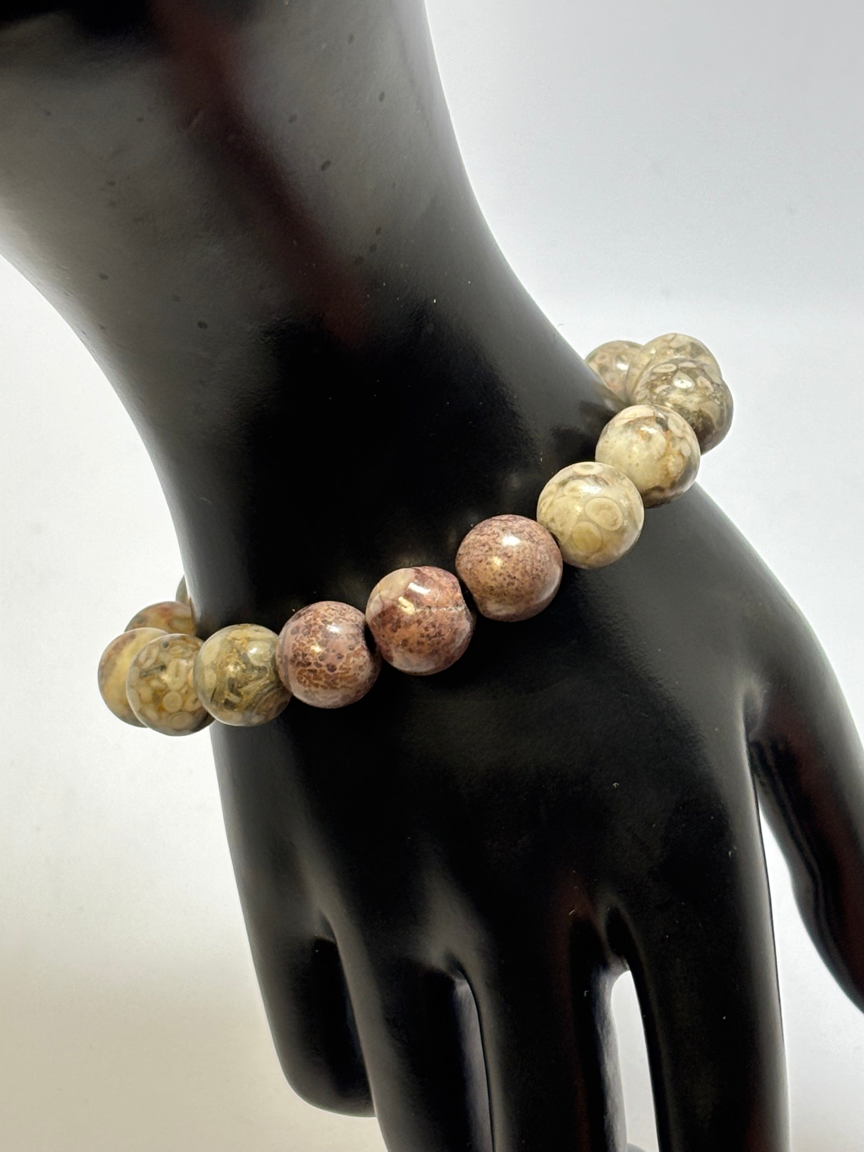 Red Jasper and Fossilized Maifanite bracelet