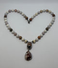 Pink & Purple Agate and Zircon with Black Gold necklace