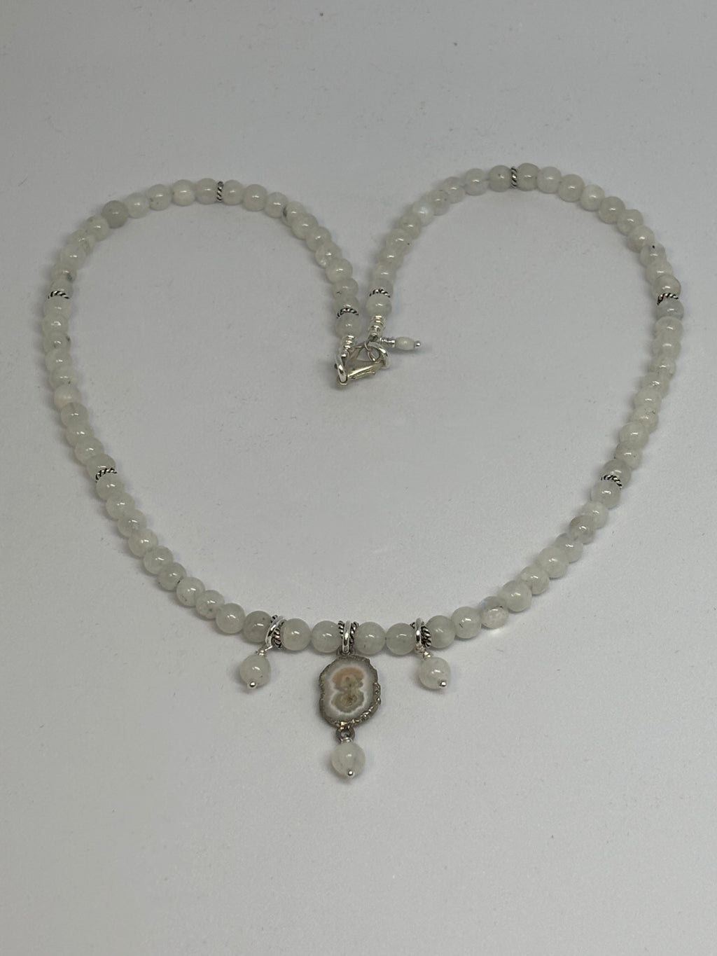 Rainbow Moonstone, Solar Quartz with Sterling Silver Necklace