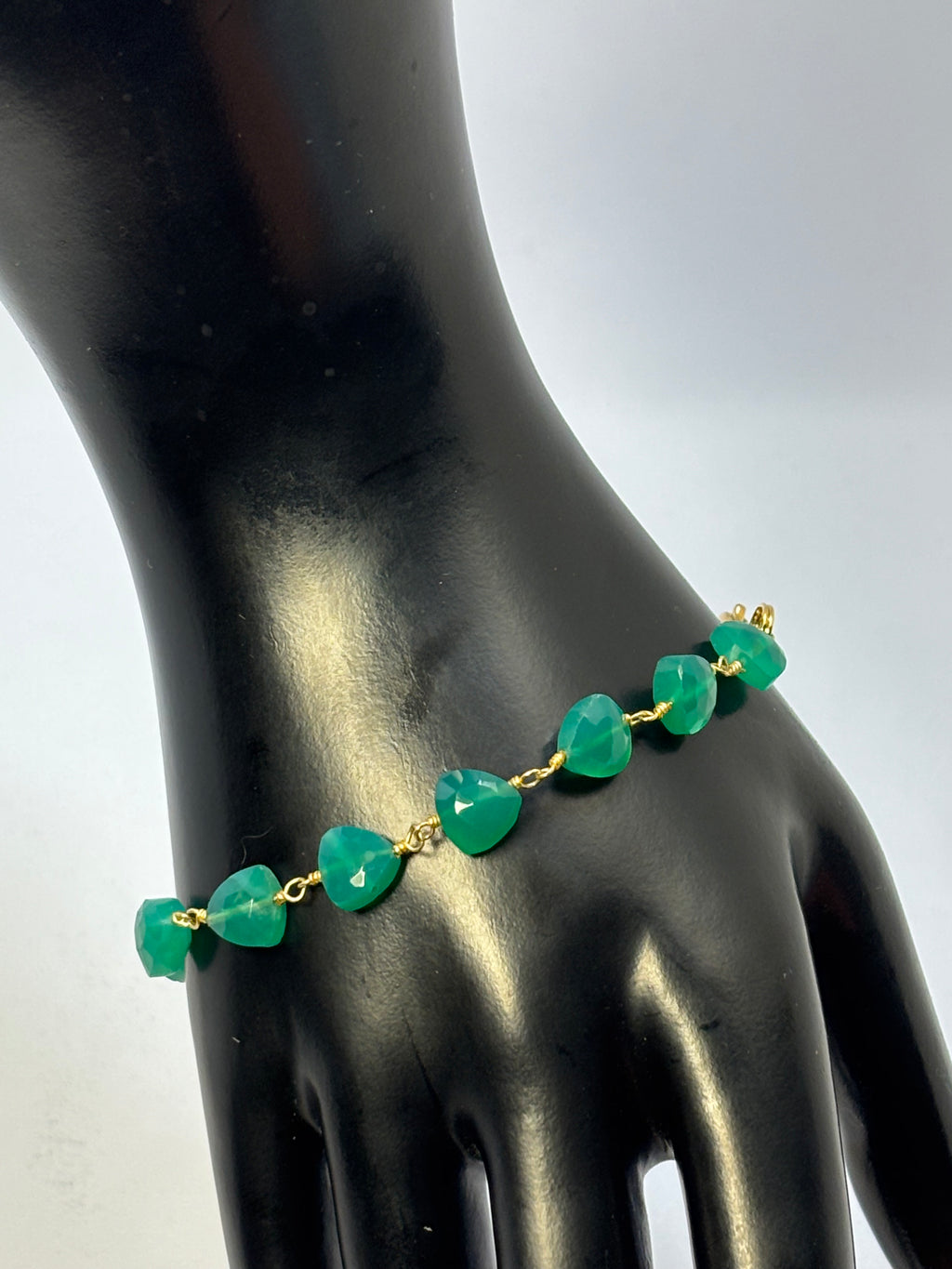Green Onyx and Glass Hearts Gold Set