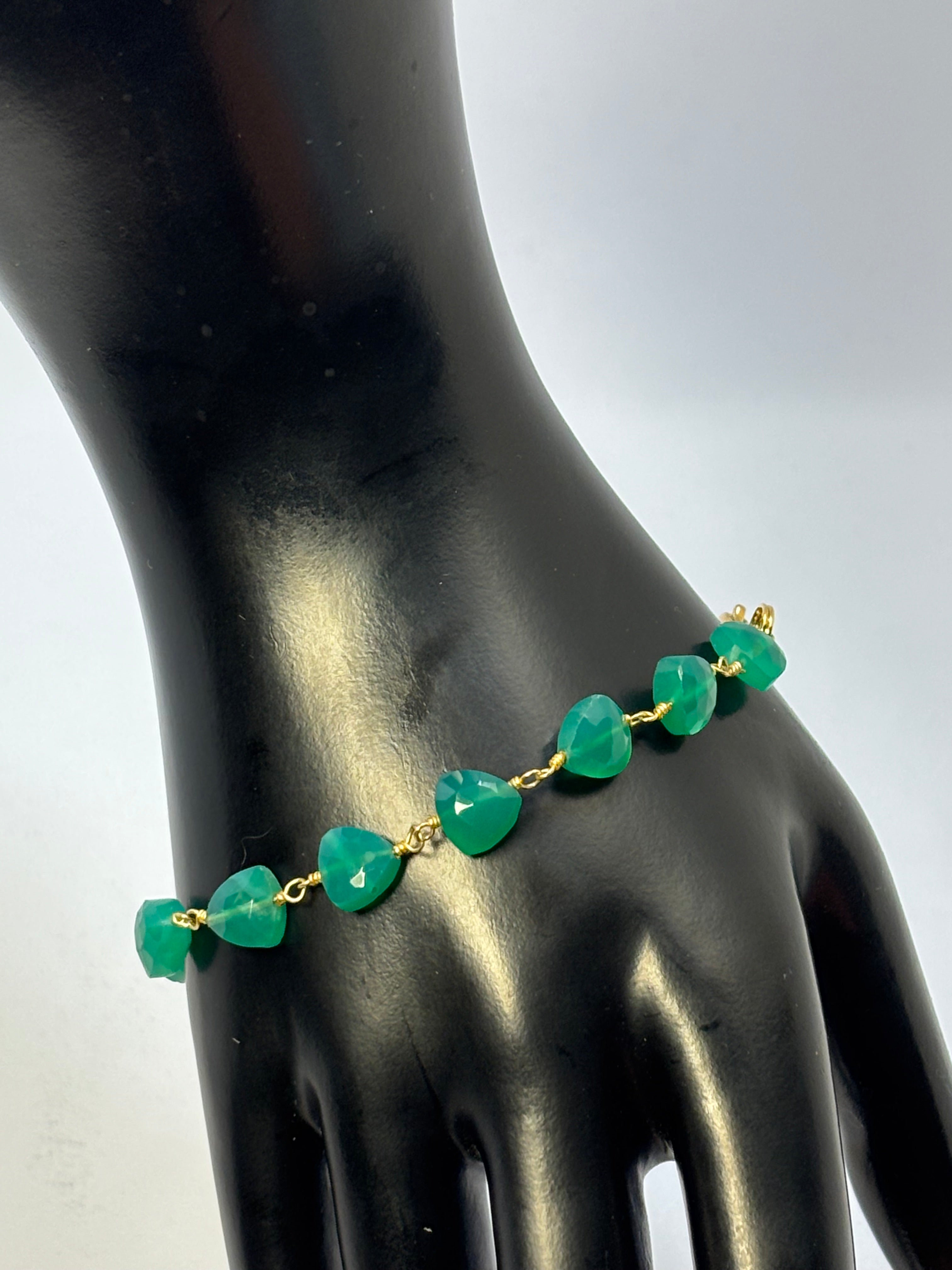 Green Onyx and Glass Hearts Gold Set