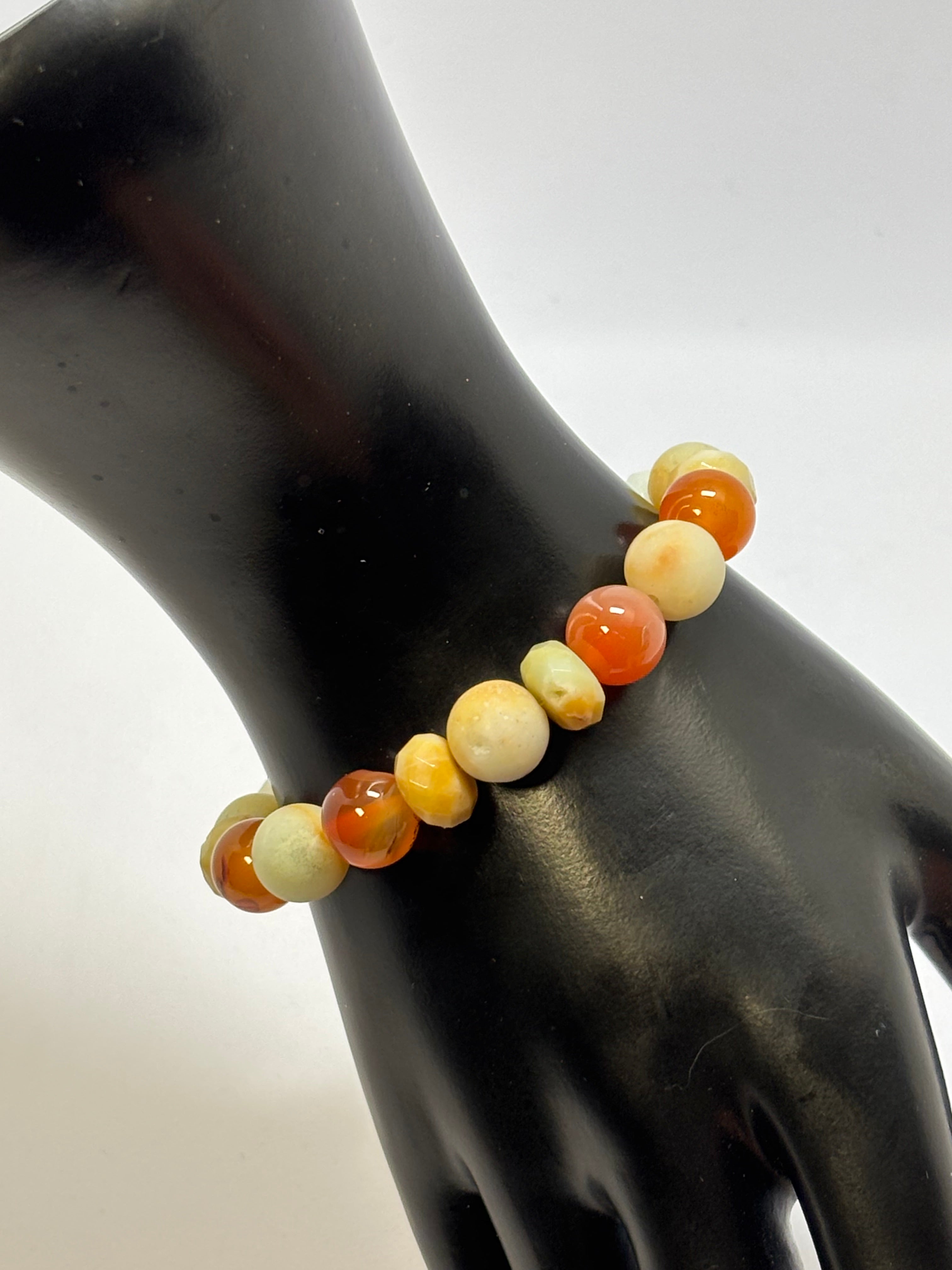 Green Amazonite and Orange Agate bracelet