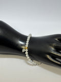 Rainbow Moonstone with Leaf Pendant and Gold bracelet
