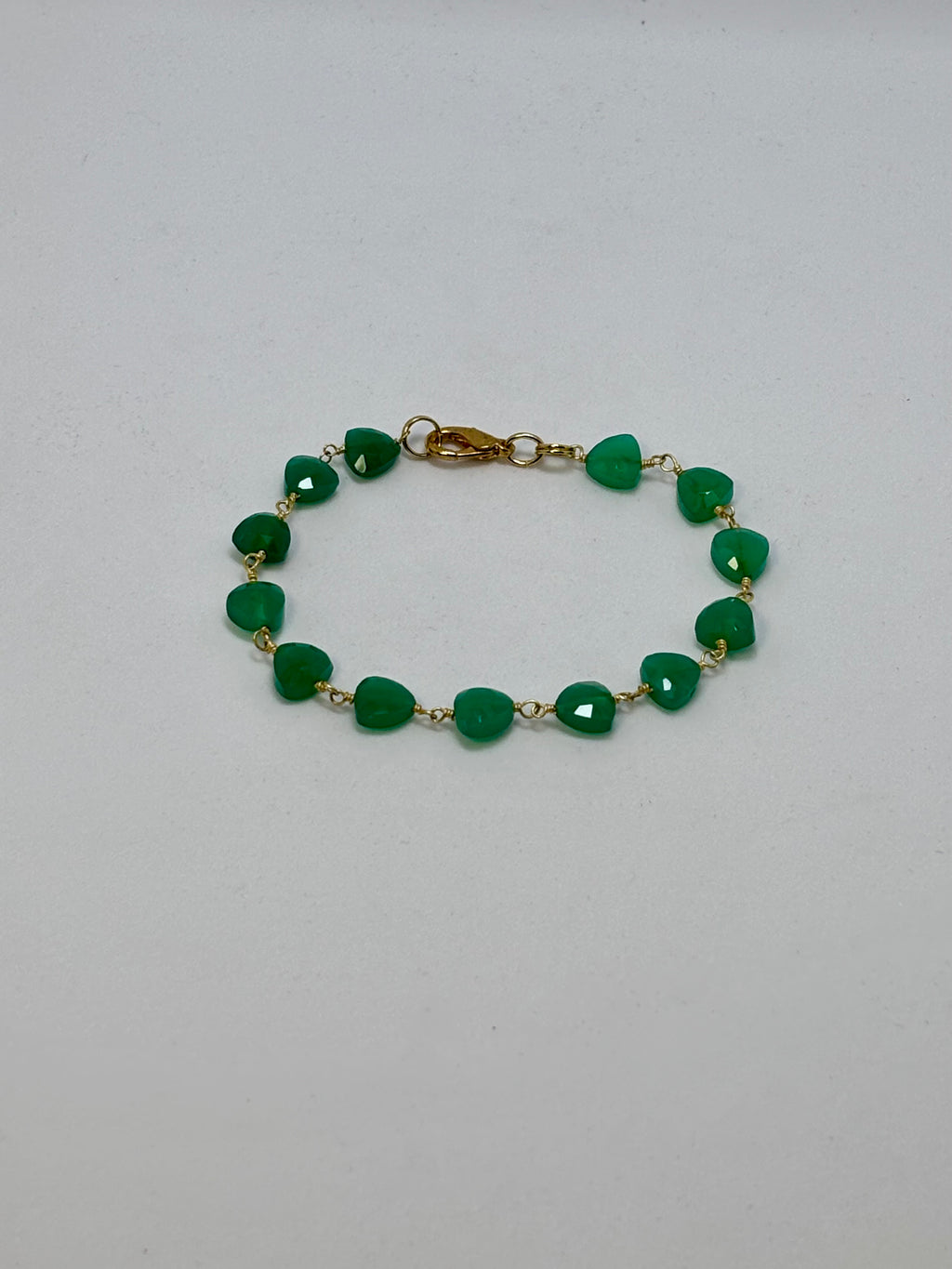 Green Onyx and Glass Hearts Gold Set
