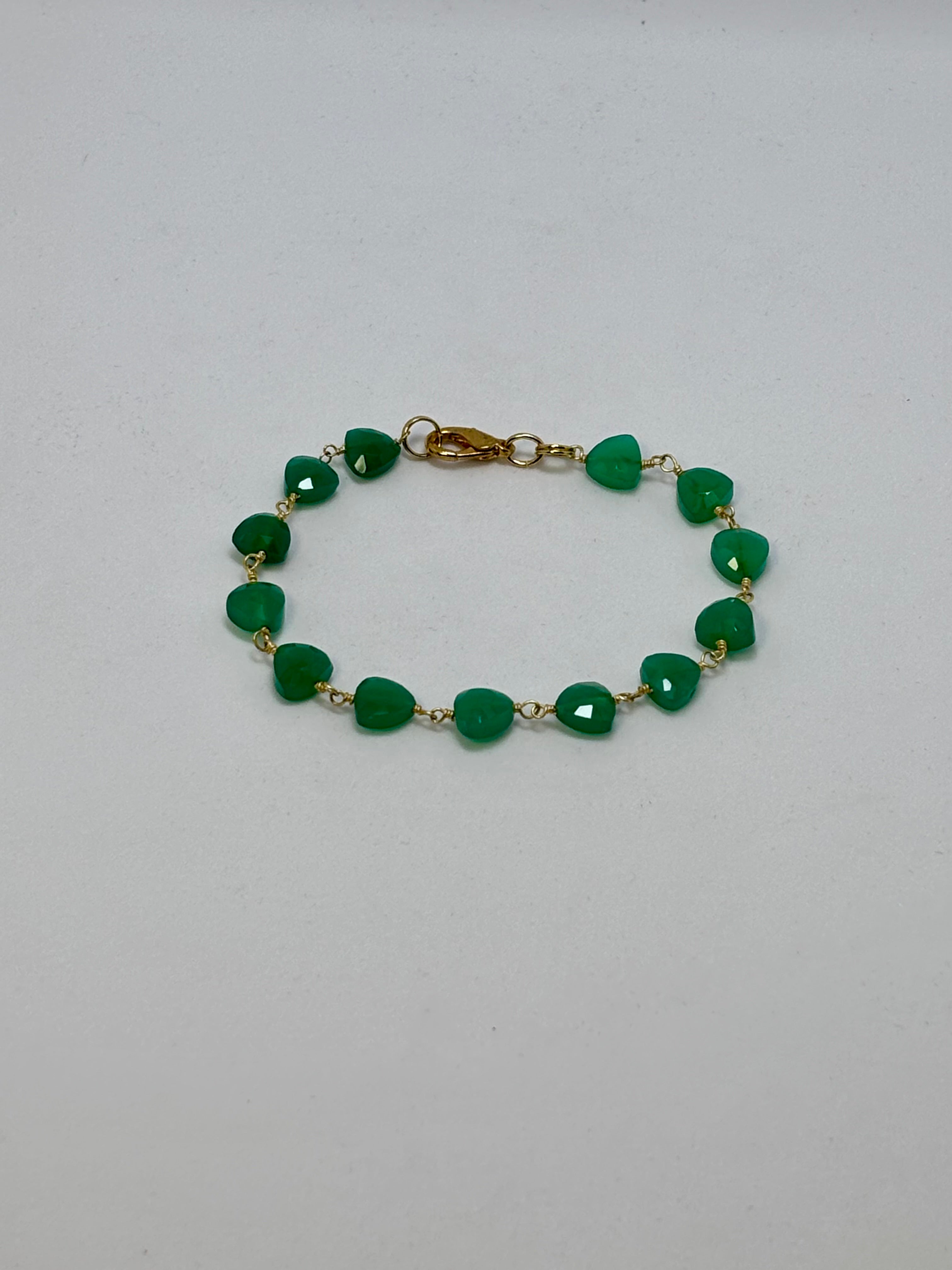 Green Onyx and Glass Hearts Gold Set