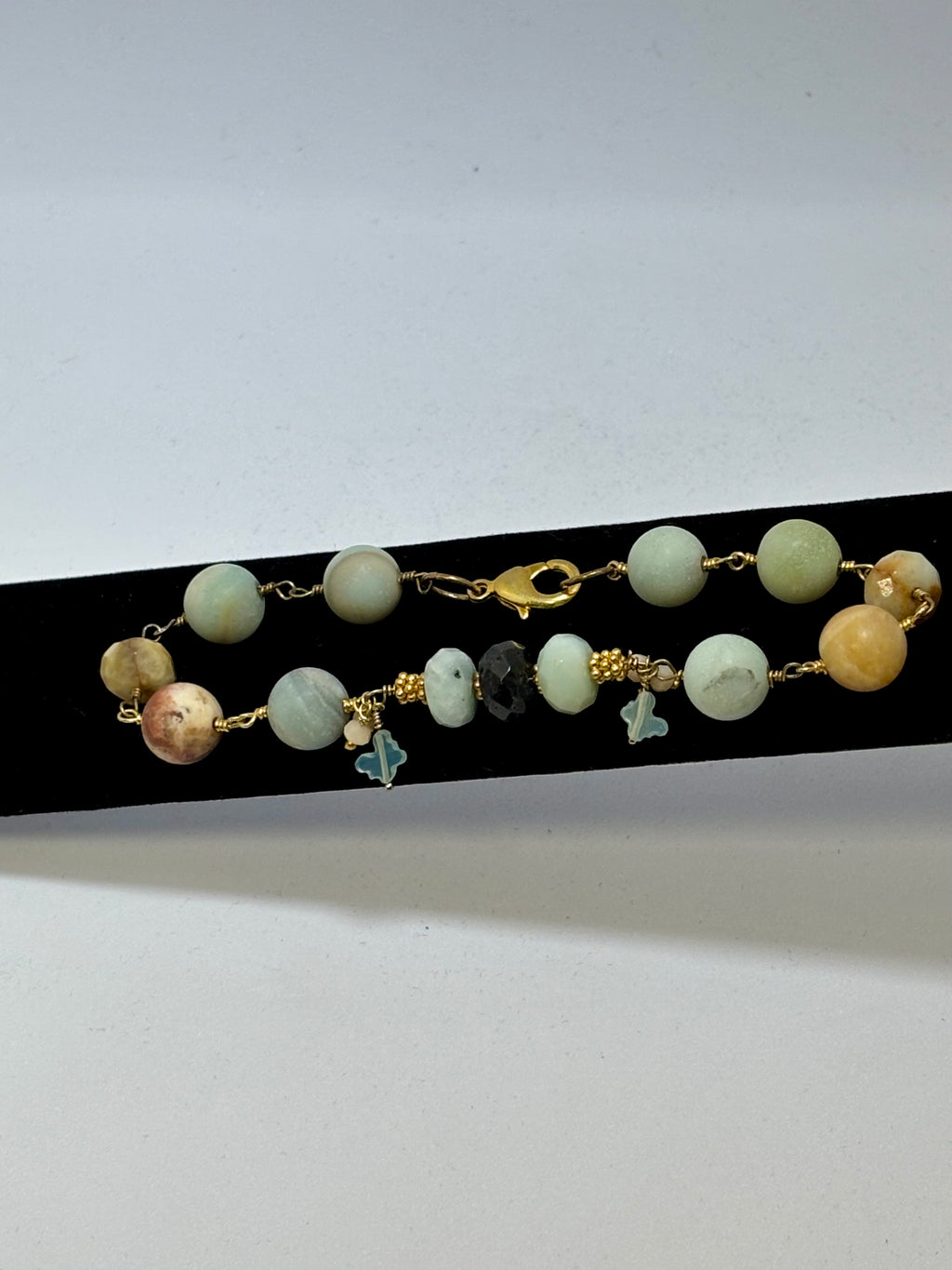 Amazonite and Multi-gem Gold Bracelet