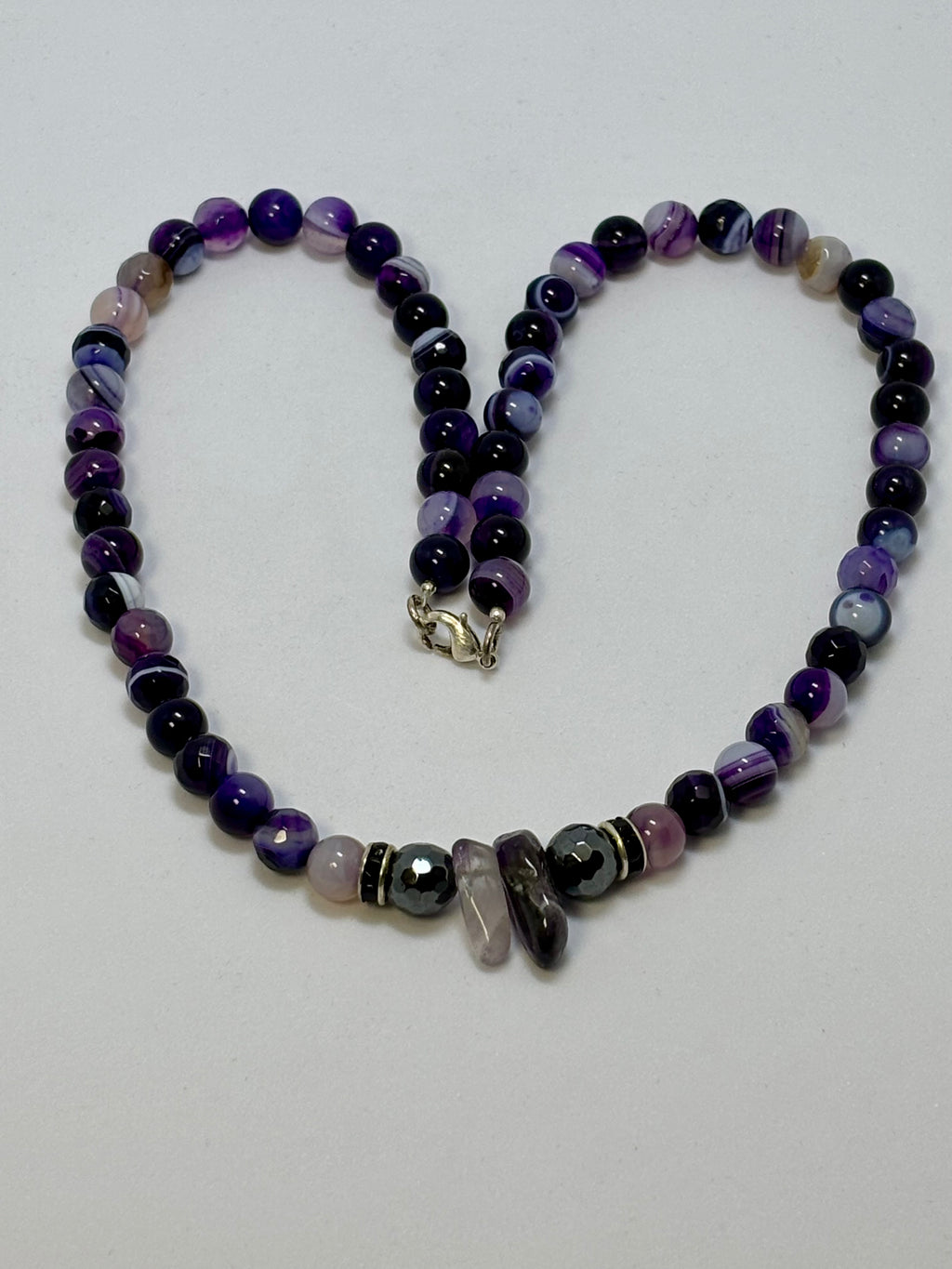 Purple Agate, Amethyst and Hematite on Sterling Silver Set